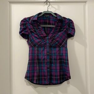 Express Design Studio purple plaid blouse